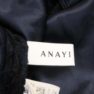 ANAYI フラワー刺繍ストレートワンピース ひざ丈 ノースリーブ 38 ブラック