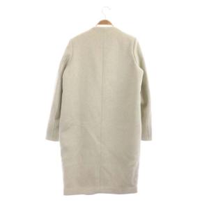 ENFOLD ウールリバーセットインノーカラーコート ロング 38 ベージュ
