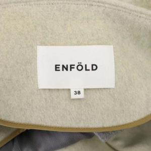 ENFOLD ウールリバーセットインノーカラーコート ロング 38 ベージュ
