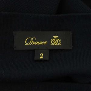 Drawer 16Gミラノ編みアシンメトリーニット セーター 七分袖 2 ネイビー