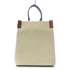 TORY BURCH BLAKE キャンバス バケット ハンドバッグ ワンハンドル ショルダー 2way アイボリー