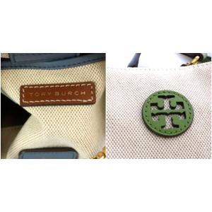 TORY BURCH BLAKE キャンバス バケット ハンドバッグ ワンハンドル ショルダー 2way アイボリー