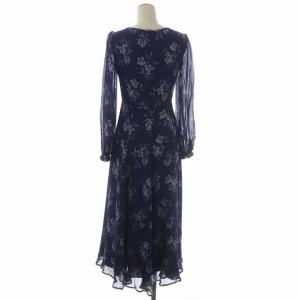 POLO RALPH LAUREN ロングワンピース フラワープリント シフォン 00 ブルー ホワイト