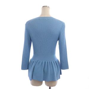 ANAYI 21SS ニット カットソー 七分袖 プルオーバー ペプラム クルーネック 38 水色 ライトブルー