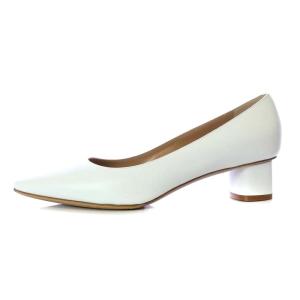 PELLICO パンプス チャンキーヒール ポインテッドトゥ レザー 37.5 ホワイト