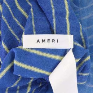 Ameri VINTAGE 22SS SIMPLE DOUBLE COLOR CHECK TOP カットソー 長袖 ブルー