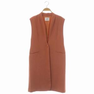 22SS WAVE COLLAR ANGULAR VEST 前開き ロング S サーモンピンク