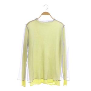 SIMPLE DOUBLE COLOR TOP カットソー 長袖 F イエロー パープル