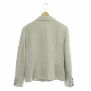 Christian Dior ウールジャケット アンゴラ混 ラウンドカラー 総裏地 ダブル 9 アイボリー ライトグレー