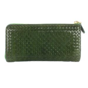PRADA 長財布 L字ファスナー レザー グリーン