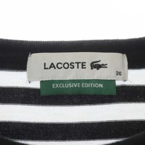 LACOSTE Tシャツ カットソー ボーダー 長袖 36 ホワイト ブラック