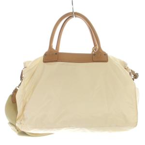Felisi トートバッグ ショルダーバッグ 2way ナイロン レザー 切替 アイボリー