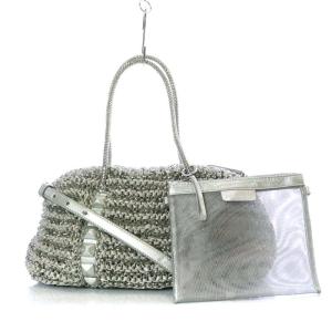 ANTEPRIMA ワイヤーバッグ ボストンバッグ ミニ ハンドバッグ ショルダーバッグ 2way インナーバッグ付き シルバー色