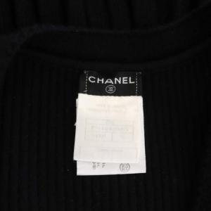 CHANEL 07A ニット ノースリーブワンピース プリーツ ミモレ丈 フレア プルオーバー 36 黒
