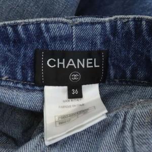 CHANEL 2017年 デニムパンツ ココマーク ワイド フレア 36 青