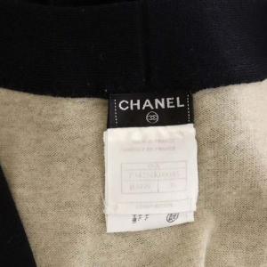 CHANEL 08A ニットワンピース プリーツ ティアード Vネック 長袖 ミモレ丈 フレア プルオーバー 38