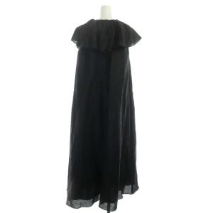 ADORE 22SS ラスター麻ロングワンピース フレンチスリーブ 38 黒