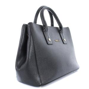FURLA ハンドバッグ ロゴ リンダ ミニ レザー チャコールグレー