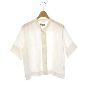 PLAIN LINEN リネン シャツ 半袖 バンドカラー 1 白 ホワイト