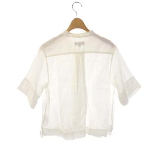 MARGARET HOWELL PLAIN LINEN リネン シャツ 半袖 バンドカラー 1 白 ホワイト