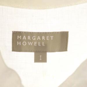 MARGARET HOWELL PLAIN LINEN リネン シャツ 半袖 バンドカラー 1 白 ホワイト