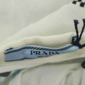 PRADA フレアスカート ロング 総柄 42 ホワイト 白