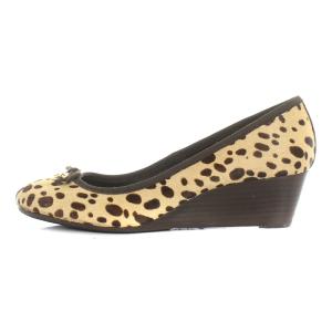 TORY BURCH パンプス ウェッジソール ハラコ アニマル柄 8 ベージュ