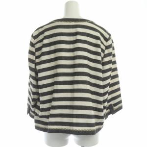 Leilian ボーダー スーツ セットアップ ノーカラージャケット マーメイドスカート ひざ丈 ダークブラウン