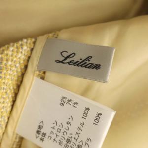 Leilian ジャケット サマーツイード ノーカラー コットン 17+ 黄色 イエロー
