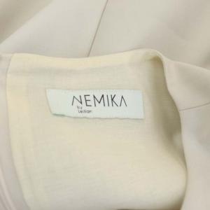 Leilian NEMIKAby ワンピース バイカラー コクーン ロング 七分袖 クルーネック ネイビー ベージュ