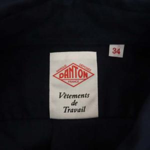 DANTON プルオーバーシャツ ハーフボタン 丸襟 長袖 リネン 34 紺 ネイビー