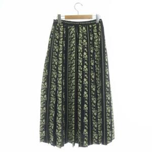 Diagram GRACE CONTINENTAL 21AW マーガレットプリントスカート プリーツ ロング 花柄 36 黒 オフホワイト 黄 緑