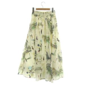 Ameri VINTAGE 21SS メディマラガプレンティフルフレアスカート ロング ギャザー 総柄 S アイボリー マルチカラー