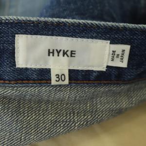 HYKE CLASSIC STRAIGHT パンツ デニム ジーンズ ボタンフライ ヴィンテージ加工 テーパード 30 青 ブルー