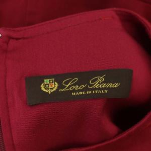 Loro Piana ノースリーブワンピース コットン タイト ひざ丈 スリットネック 44 レッド