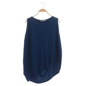 ENFOLD ハイツイスト天竺 Side Drape タンクトップ カットソー ノースリーブ 38 紺 ネイビー