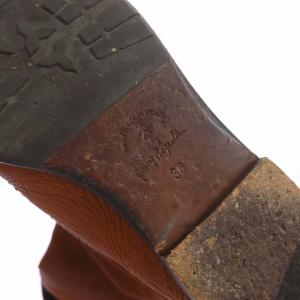 HENRY BEGUELIN ロングブーツ レザー オミノ刺繍 フラット 38 ブラウン