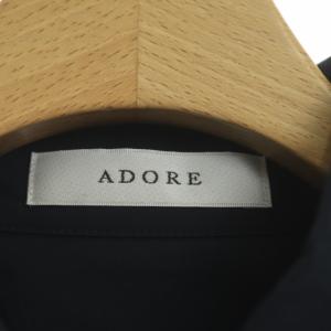 ADORE 22年 ストレッチタイプライターパフスリーブシャツ 38 ネイビー