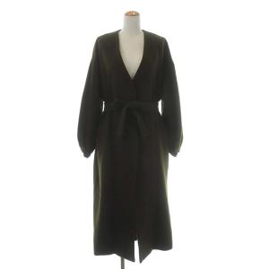 20AW 2WAY NO COLLAR BELT COAT ロング ベルト付き S カーキ