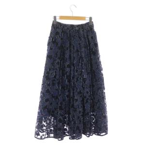 Ameri VINTAGE ANTHESIS LACE SKIRT レーススカート ロング フレア 紺 黒 ネイビー ブラック