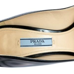 PRADA パンプス アーモンドトゥ ハイヒール レザー 38 ブラック