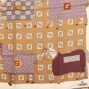 FENDI スカーフ ズッカ ホース シルク ベージュ