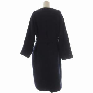 BEAUTY&YOUTH UNITED ARROWS ノーカラーコート アウター ロング ウール リボンベルト付き S 紺 ネイビー