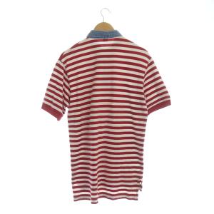 POLO SPORT デニム切替 ボーダー ポロシャツ 半袖 M 赤 レッド