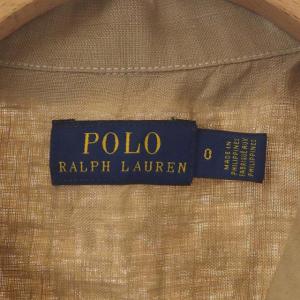 POLO RALPH LAUREN ショートスリーブ リネンシャツ ブラウス スキッパー 半袖 前開き 0 ライトブラウン