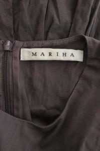 MARIHA 夏のレディドレス ワンピース フレア ギャザー ロング ノースリーブ コットン グレー