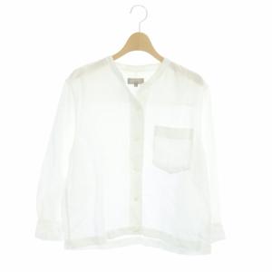 MARGARET HOWELL SHIRTING LINEN II NO COLLAR SHIRTS シャツ 七分袖 2 ホワイト