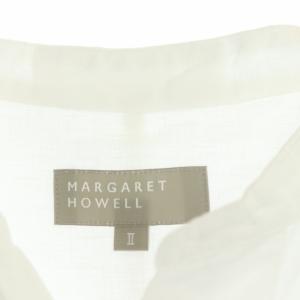 MARGARET HOWELL SHIRTING LINEN II NO COLLAR SHIRTS シャツ 七分袖 2 ホワイト