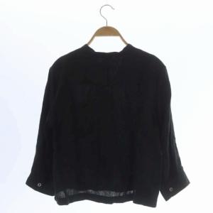 MARGARET HOWELL SHIRTING LINEN II NO COLLAR SHIRTS 七分袖 バンドカラー 2 ブラック