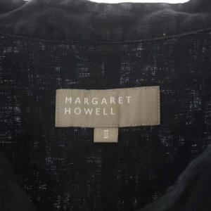 MARGARET HOWELL SHIRTING LINEN II NO COLLAR SHIRTS 七分袖 バンドカラー 2 ブラック
